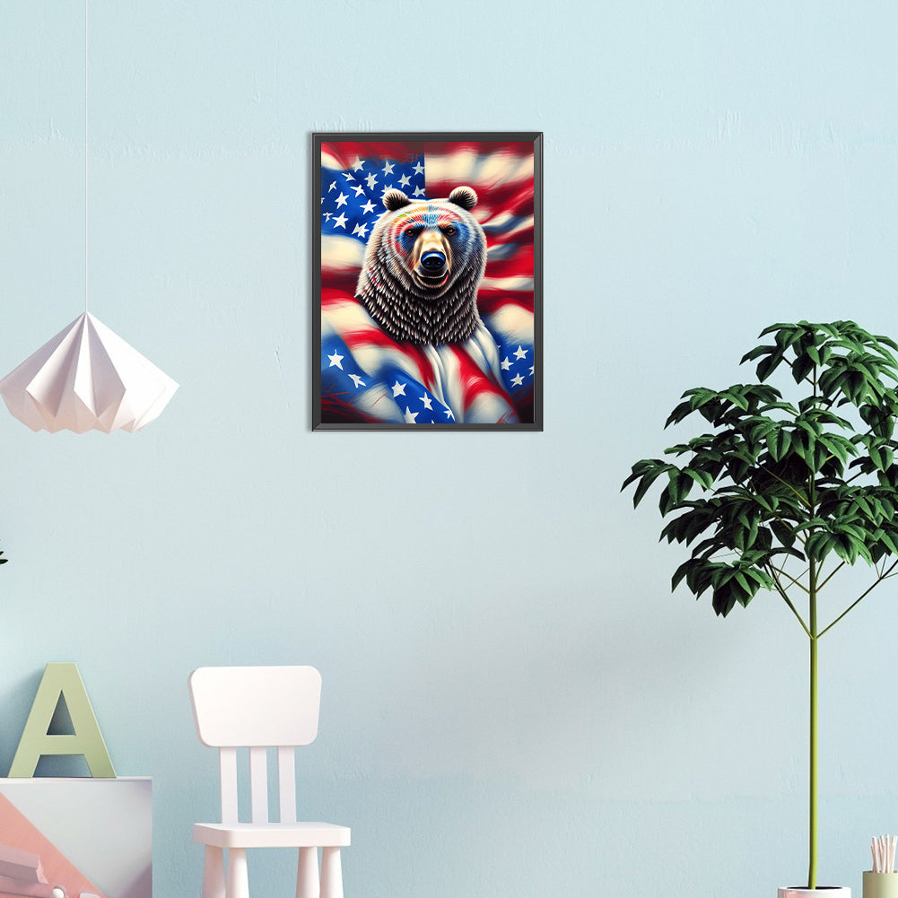 American Flag Animal - Full Round Drill Diamond Painting 30*40CM