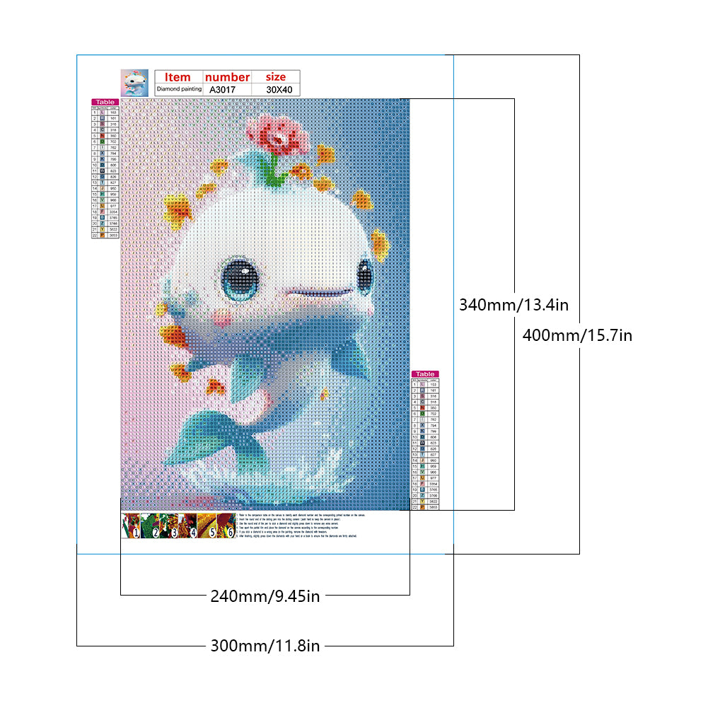 Active Dolphin - Full Round Drill Diamond Painting 30*40CM