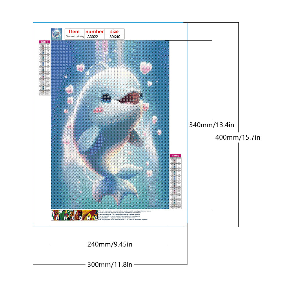 Active Dolphin - Full Round Drill Diamond Painting 30*40CM