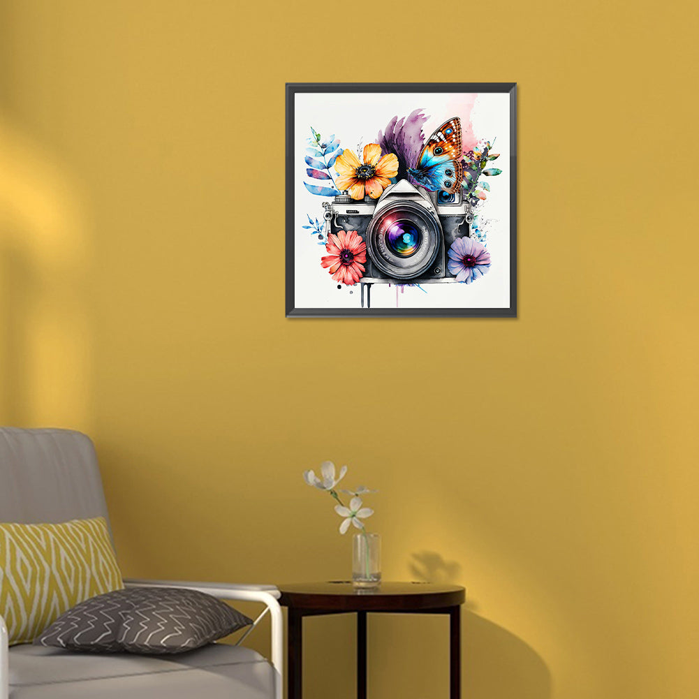 Camera And Butterfly - Full Round Drill Diamond Painting 30*30CM