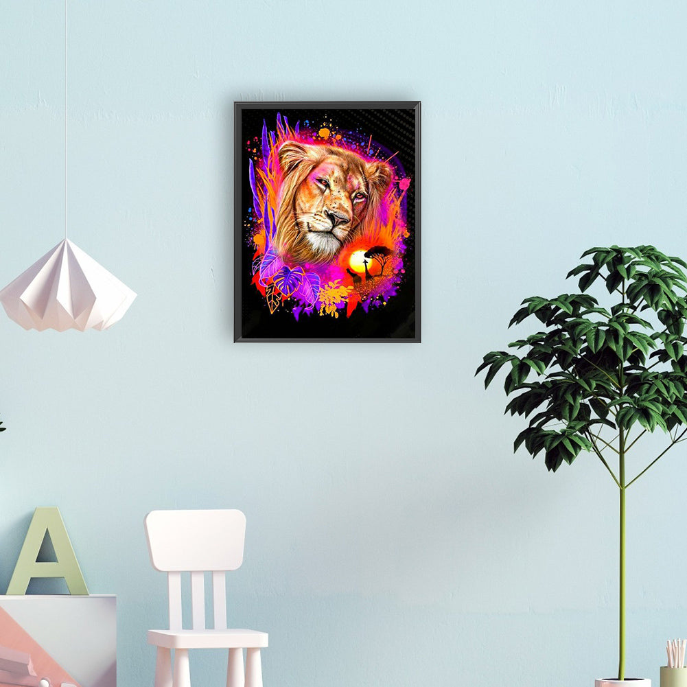 Colorful Lion - Full Round Drill Diamond Painting 30*40CM