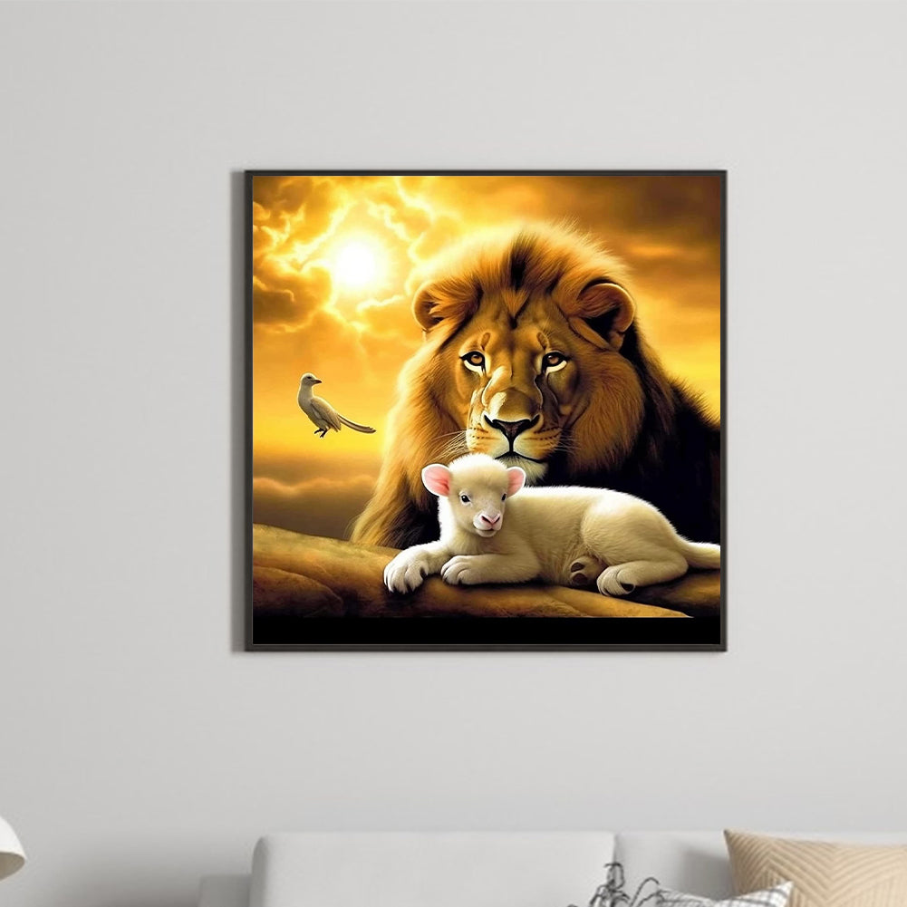 Lion Lamb - Full Round Drill Diamond Painting 30*30CM