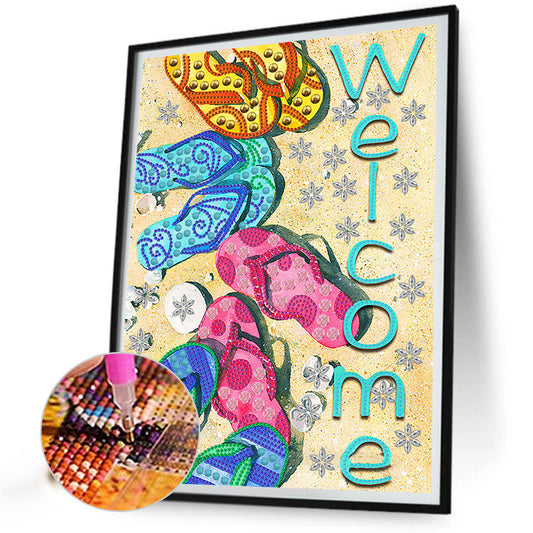 Summer Beach Slippers - Special Shaped Drill Diamond Painting 30*40CM