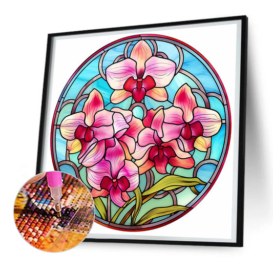 Flower Glass Painting - Full Round Drill Diamond Painting 30*30CM
