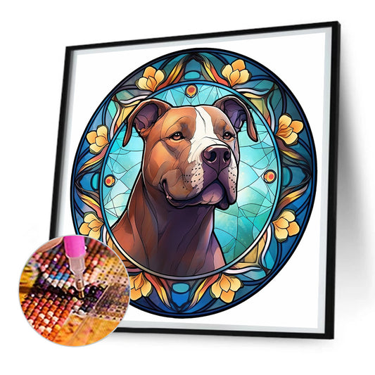 Animal Pitbull Glass Painting - Full Round Drill Diamond Painting 30*30CM