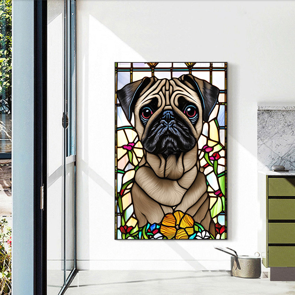 Stained Glass Pug - Full Round Drill Diamond Painting 40*60CM