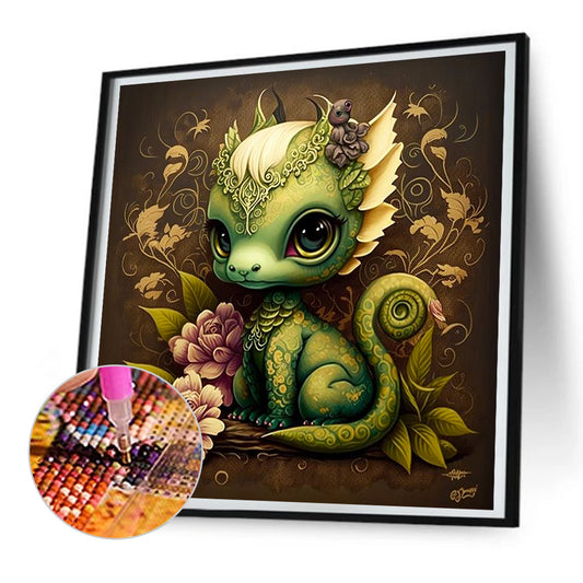 Small Dinosaur - Full Round Drill Diamond Painting 30*30CM