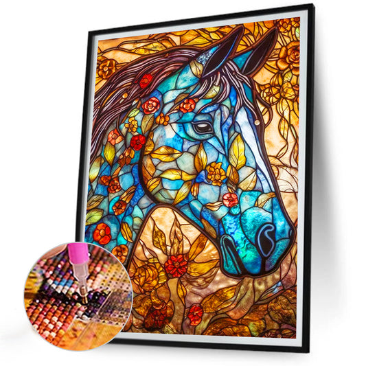 Colorful Glass Horse - Full Round Drill Diamond Painting 30*40CM