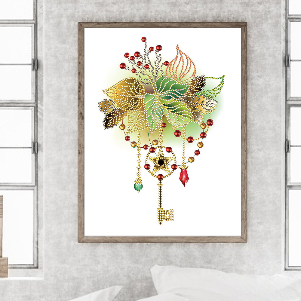 Flower Key Pendant - Special Shaped Drill Diamond Painting 30*40CM
