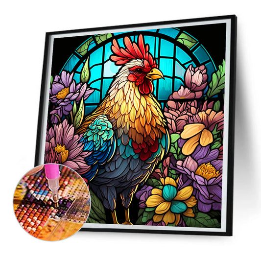 Glass Painted Rooster - Full Round Drill Diamond Painting 30*30CM