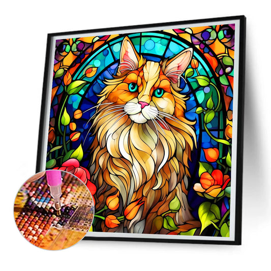Cat With Tilted Head - Full Round Drill Diamond Painting 30*30CM