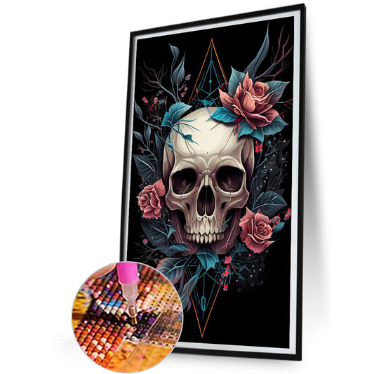 Skull Flowers - AB Dril Square Diamond Painting 30*50CM