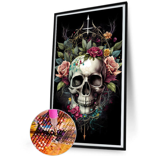Skull Flowers - AB Dril Square Diamond Painting 30*50CM