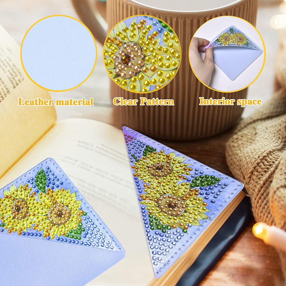 DIY Diamond Art Bookmarks Art Craft 5D Leather Triangle for Beginner Adults Kids