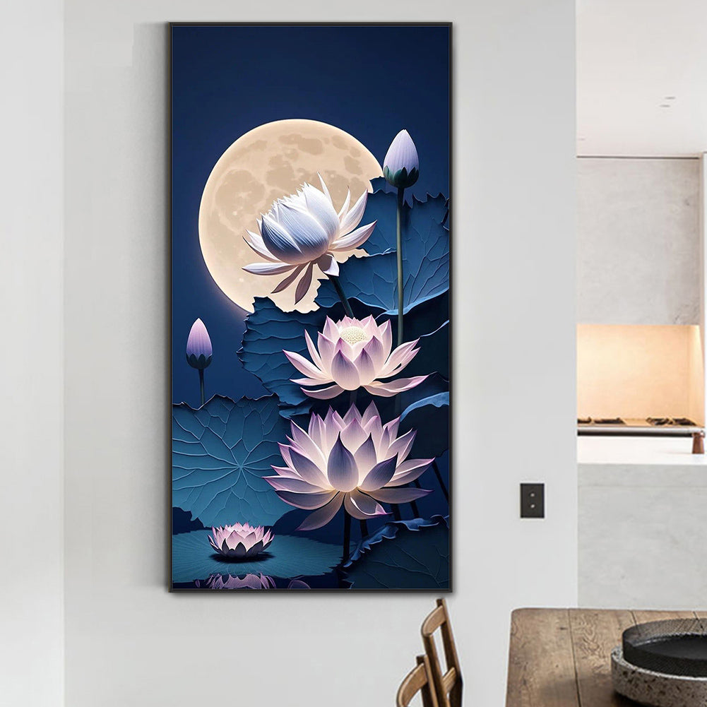 Moon Lotus - Full Round Drill Diamond Painting 40*80CM