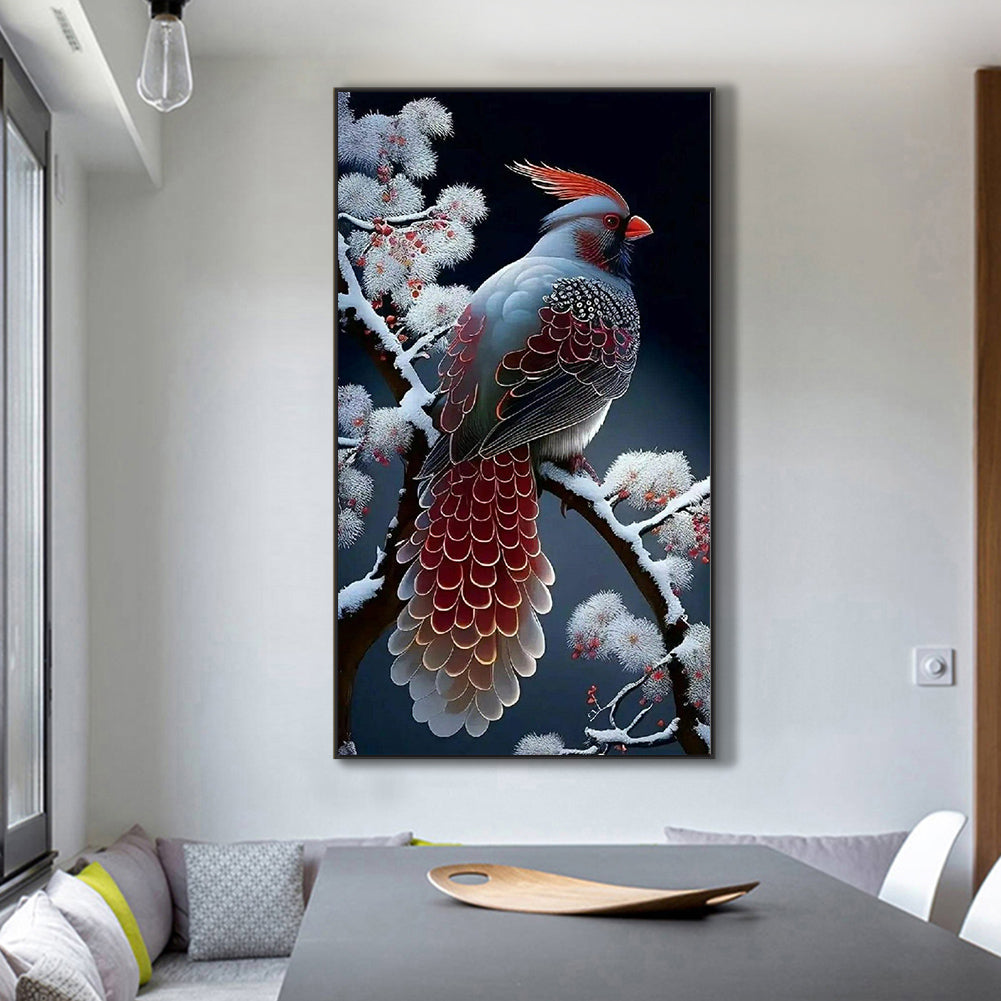 Snow Branch Sparrow - Full Round Drill Diamond Painting 45*80CM