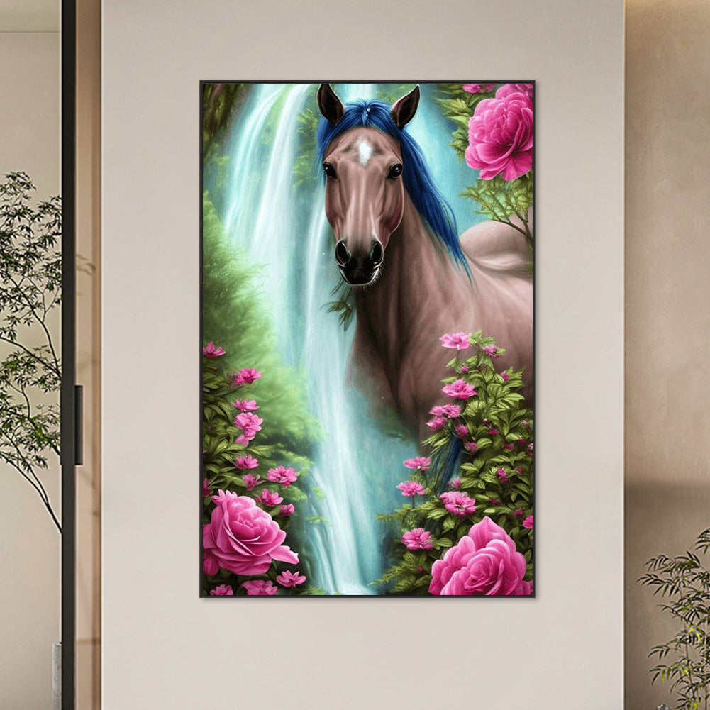 Waterfall Horse - Full Round Drill Diamond Painting 45*70CM