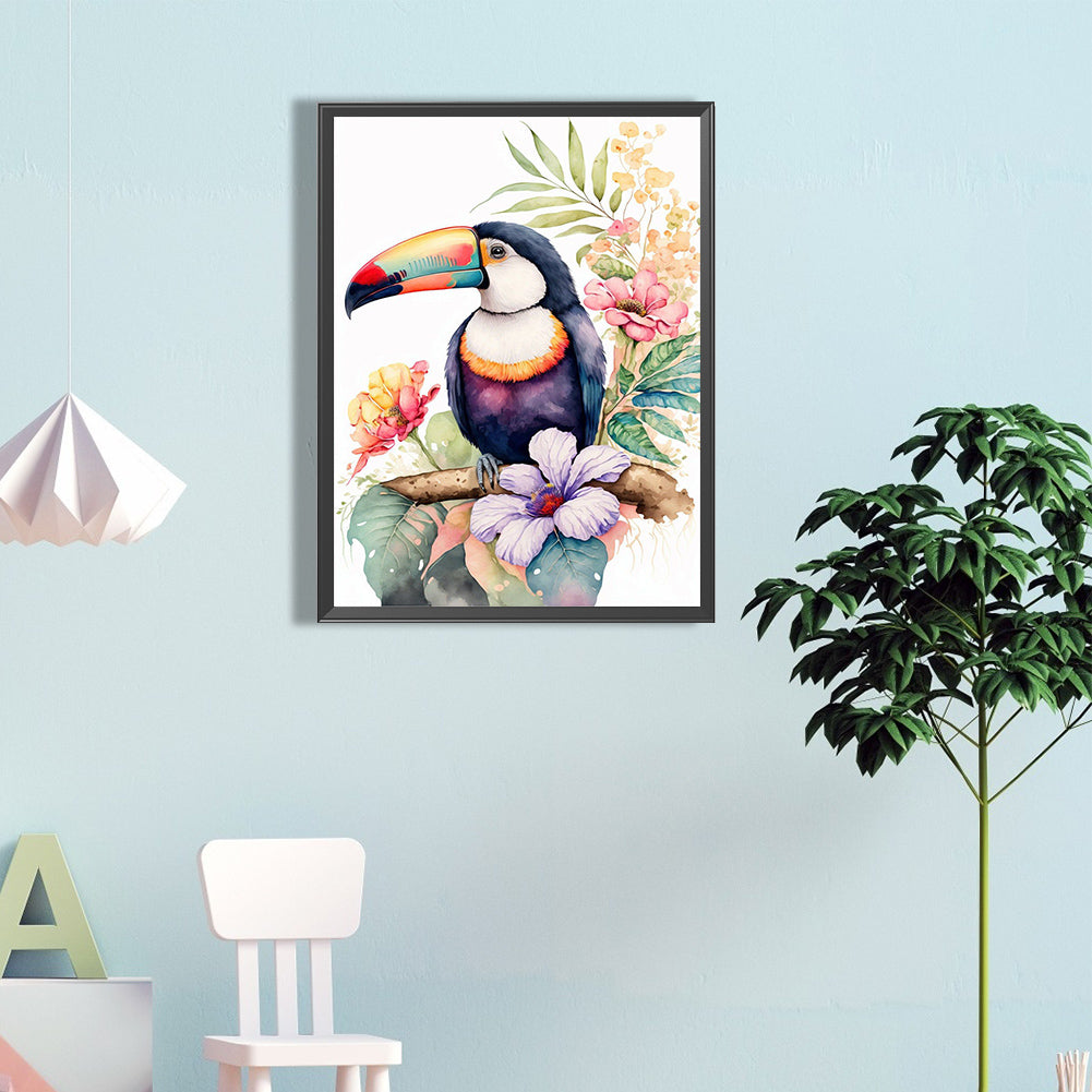 Watercolor Toucan - Full Round Drill Diamond Painting 40*60CM