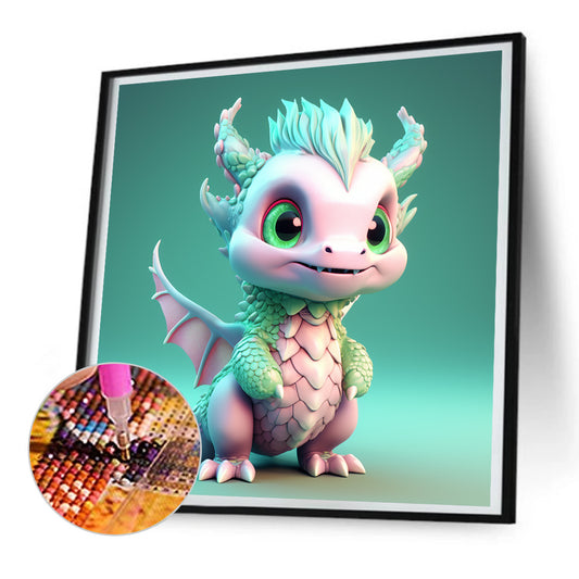 Little Green Dragon - Full Round Drill Diamond Painting 30*30CM