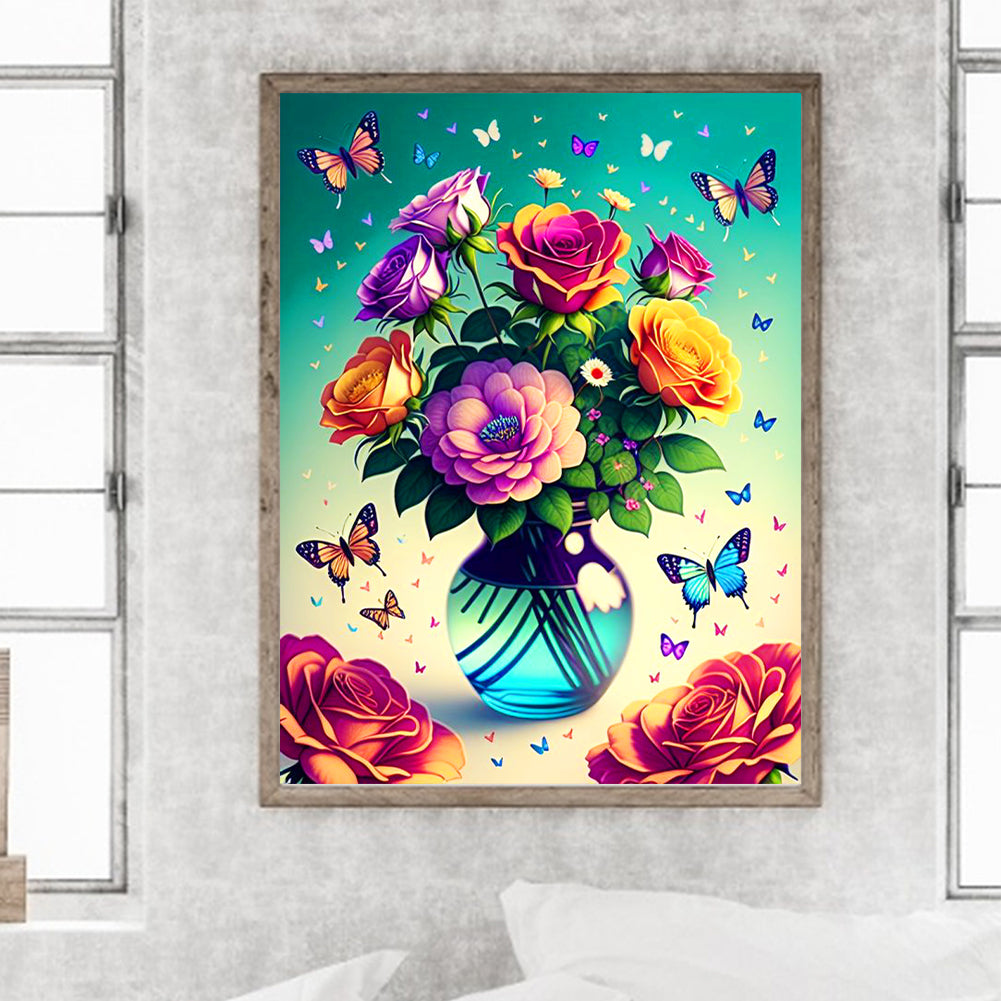 Bouquet In Vase - Full Round Drill Diamond Painting 30*40CM