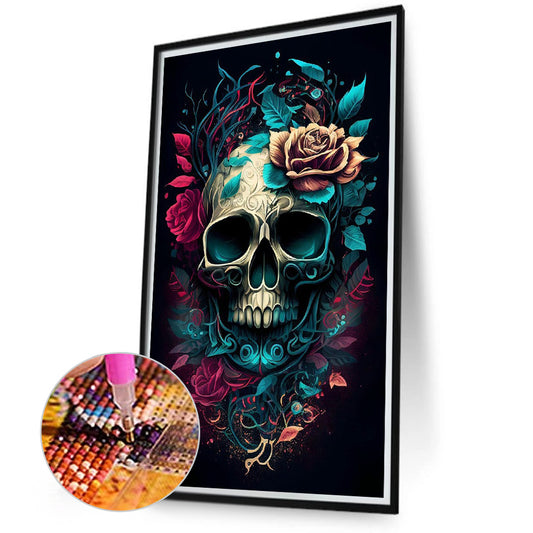Flower Skull - Full Round Drill Diamond Painting 40*70CM