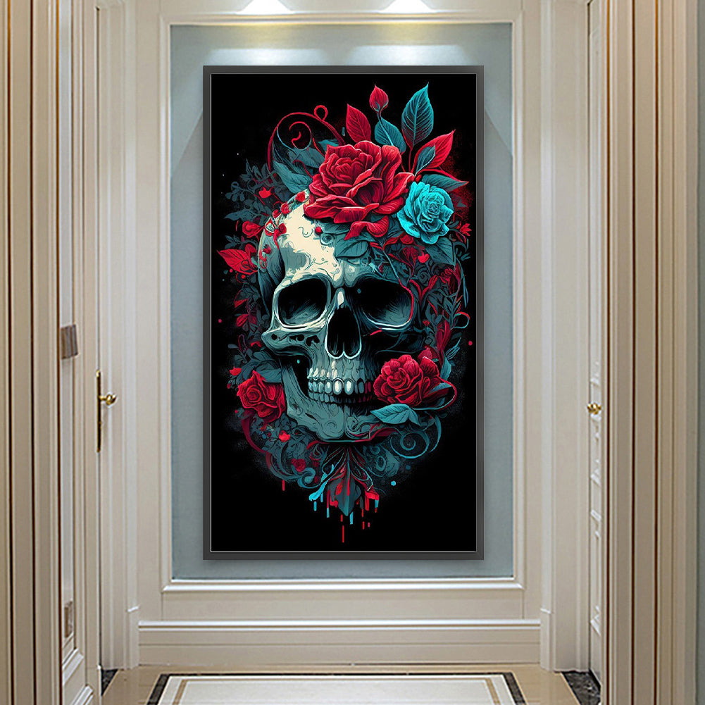 Flower Skull - Full Round Drill Diamond Painting 40*70CM