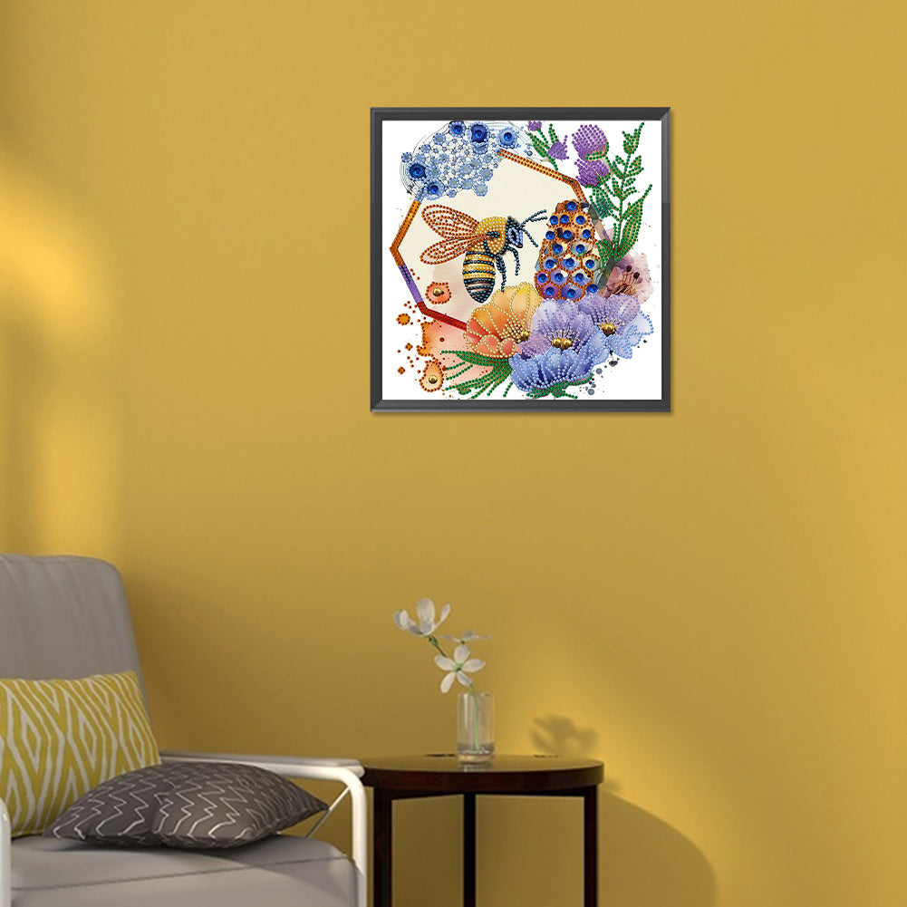 Bee And Flower - Special Shaped Drill Diamond Painting 30*30CM