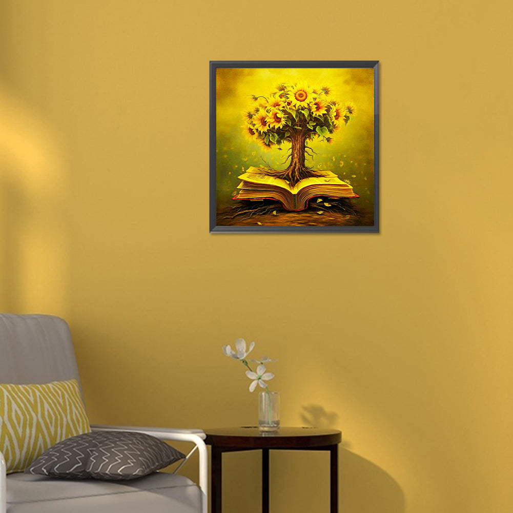 Book And Sunflower - Full Round Drill Diamond Painting 30*30CM