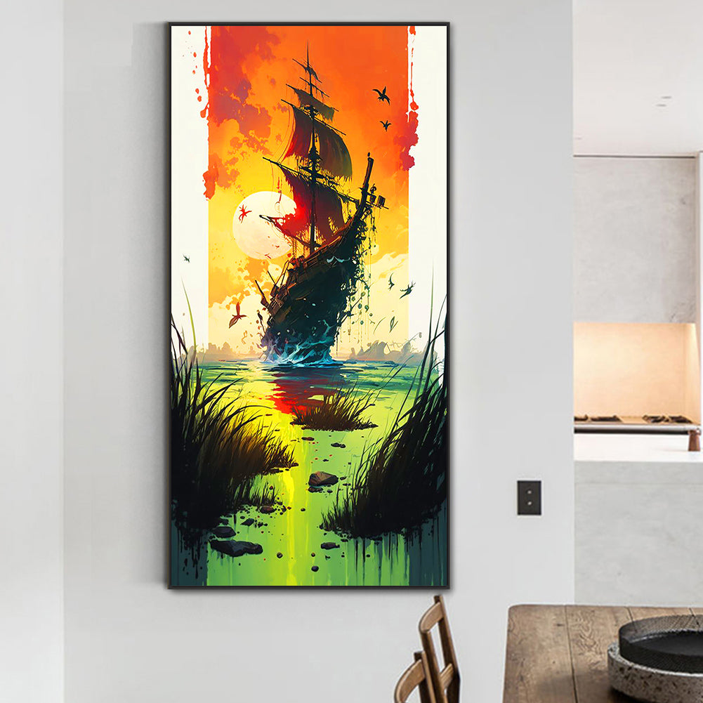 Lone Shadow Sailing - Full Round Drill Diamond Painting 40*80CM