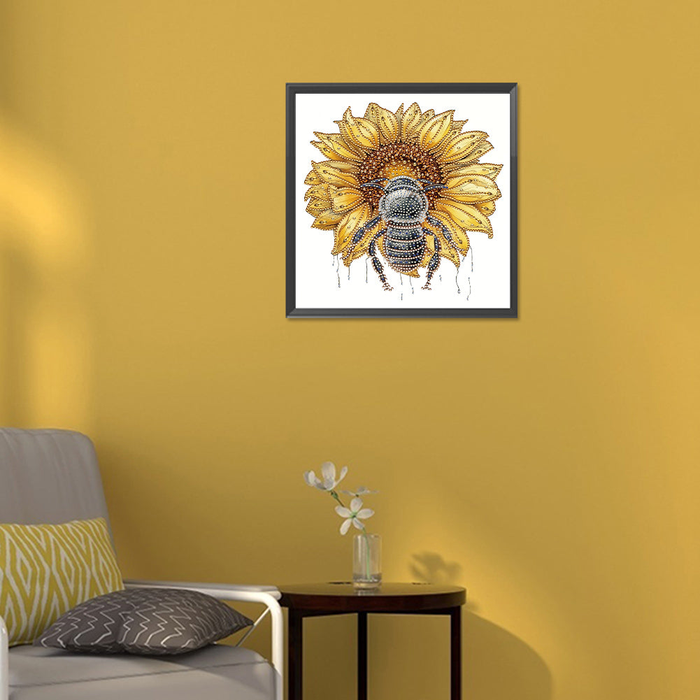 Sunflower Bee - Special Shaped Drill Diamond Painting 30*30CM