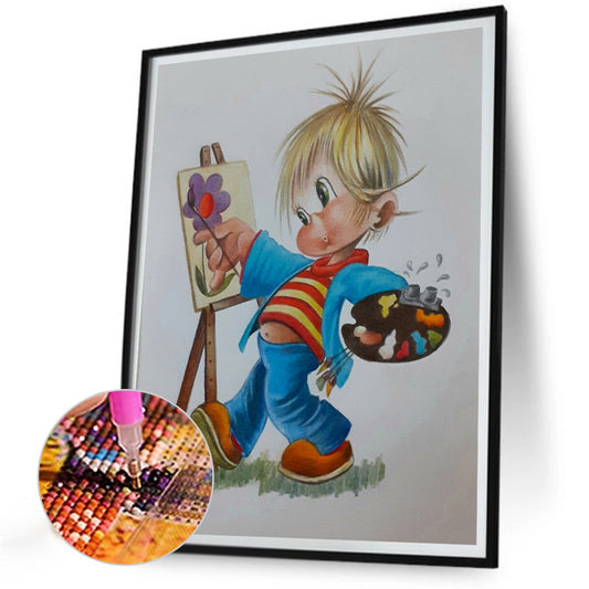 Drawing Kids - Full Round Drill Diamond Painting 30*40CM