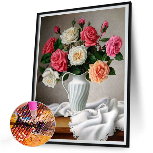 Vase Bouquet Camellias - Full Round Drill Diamond Painting 30*40CM