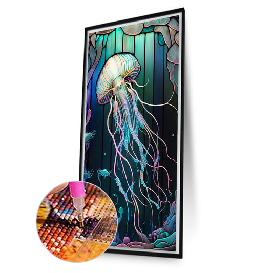 Jellyfish Glass Painting - Full Square Drill Diamond Painting 40*70CM