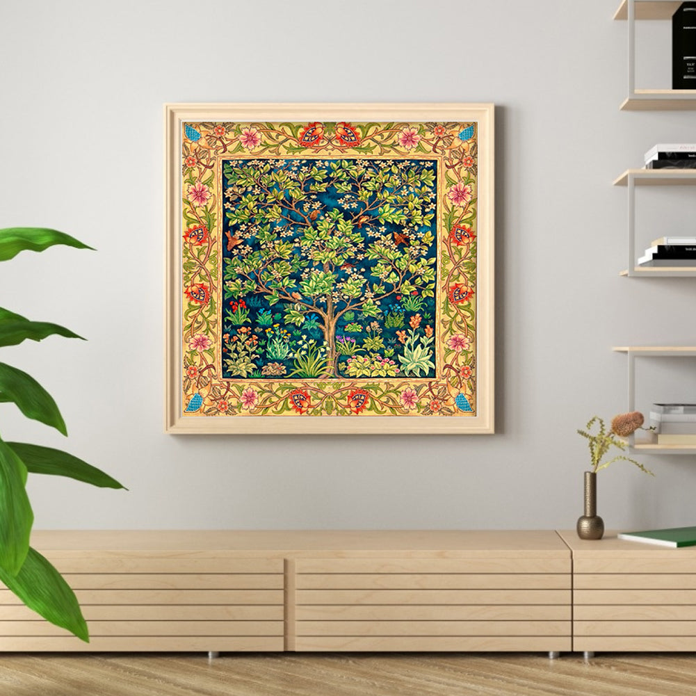 Trees And Flowers - 11CT Stamped Cross Stitch 50*50CM