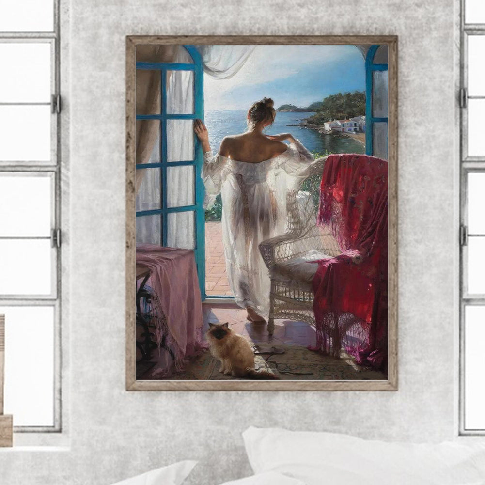 Oil Painting Beauty - Full Round Drill Diamond Painting 30*40CM