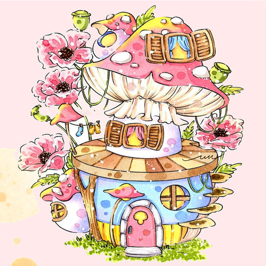 Mushroom House - 9CT Stamped Cross Stitch 50*50CM
