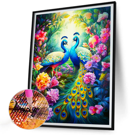 Peacock - Full Round Drill Diamond Painting 30*30CM