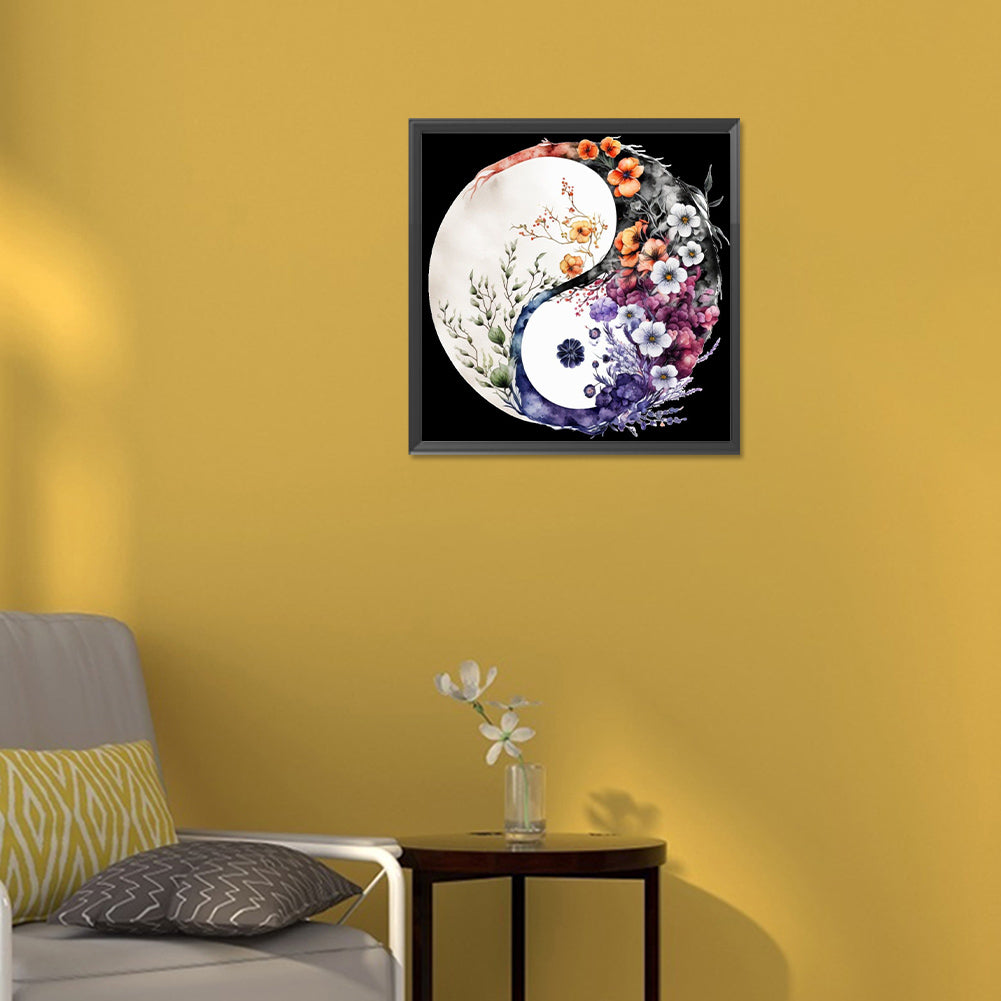 Tai Chi Flower Sketch - Full Round Drill Diamond Painting 30*30CM
