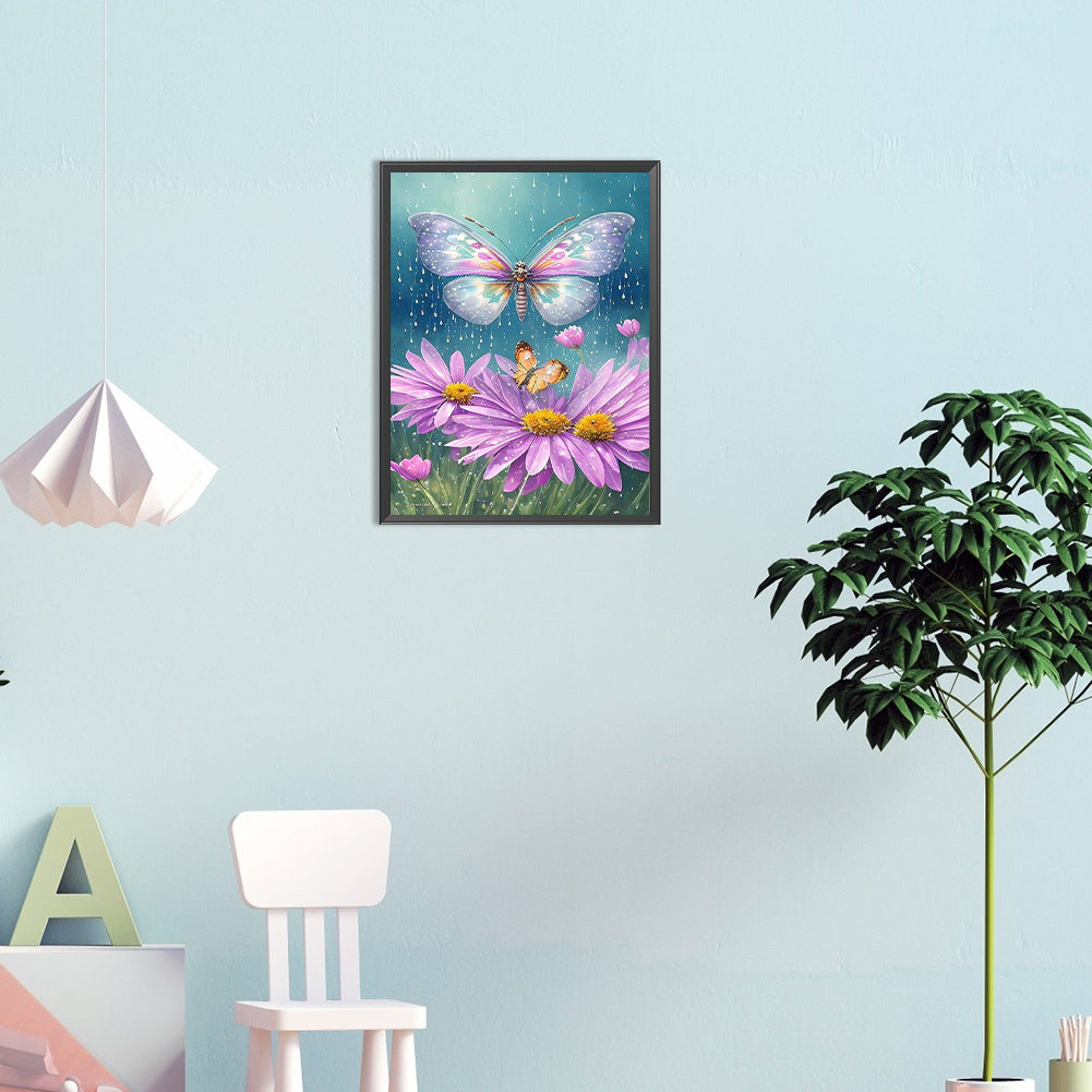Flowers And Butterflies - Full Round Drill Diamond Painting 30*40CM