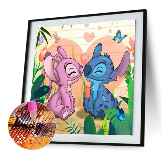 Stitch And Girlfriend - Full Round Drill Diamond Painting 30*30CM