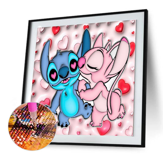 Stitch And Girlfriend - Full Round Drill Diamond Painting 30*30CM
