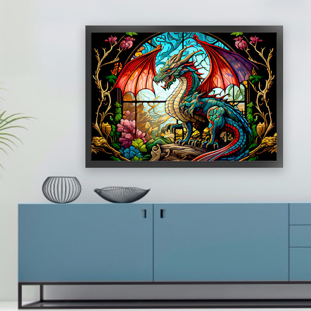 Glass Painting-Pterosaur - 11CT Counted Cross Stitch 60*45CM