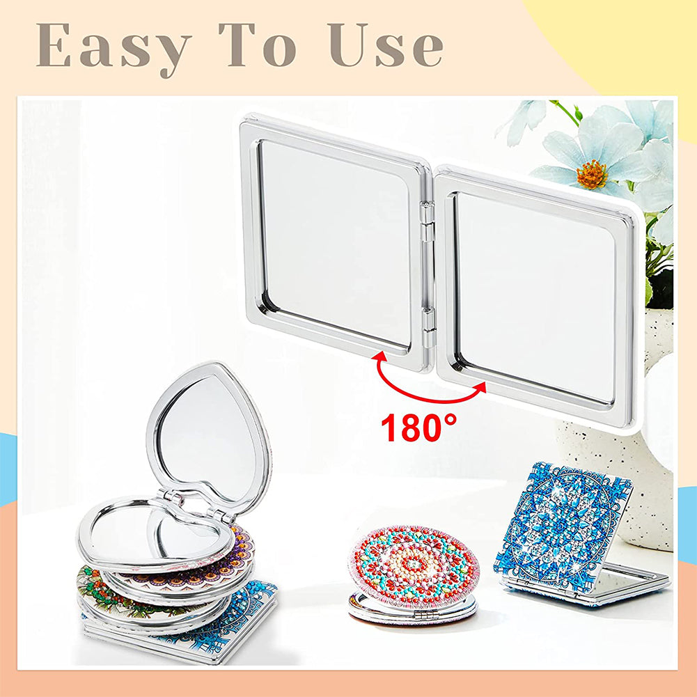 DIY Diamond Art Mosaic Makeup Mirror Art Craft Set Mandala Pattern Pocket Mirror