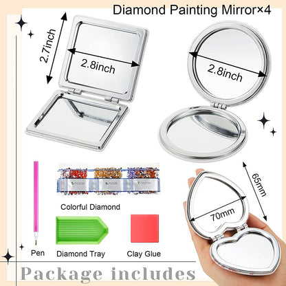 DIY Diamond Art Mosaic Makeup Mirror Art Craft Set Mandala Pattern Pocket Mirror