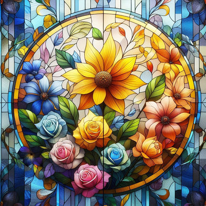 Glass Wind Flower - Full Round Drill Diamond Painting 30*30CM
