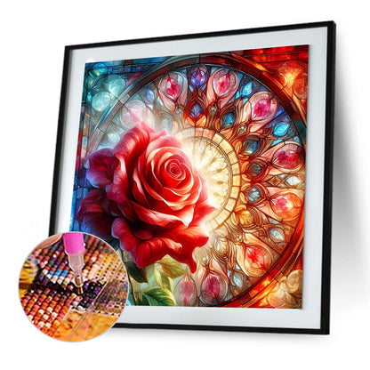 Glass Wind Rose - Full Round Drill Diamond Painting 30*30CM