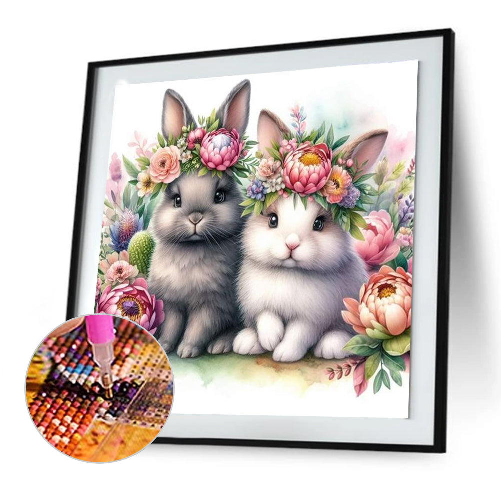 Two Rabbits - Full Round Drill Diamond Painting 30*30CM