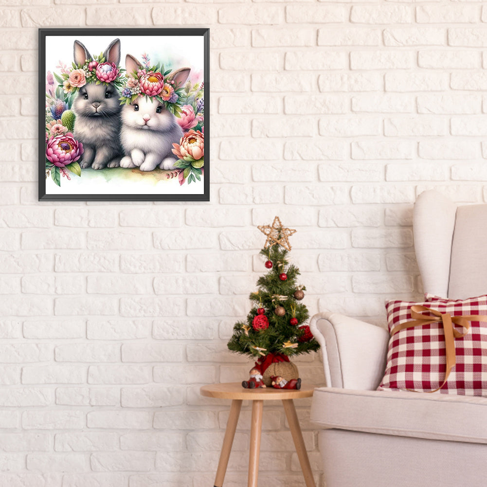 Two Rabbits - Full Round Drill Diamond Painting 30*30CM