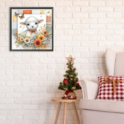 Sheep And Flowers - Full Round Drill Diamond Painting 30*30CM