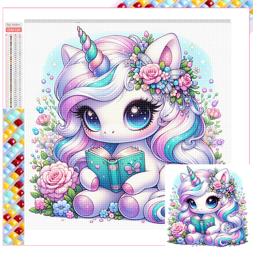 Reading Unicorn - Full Square Drill Diamond Painting 30*30CM